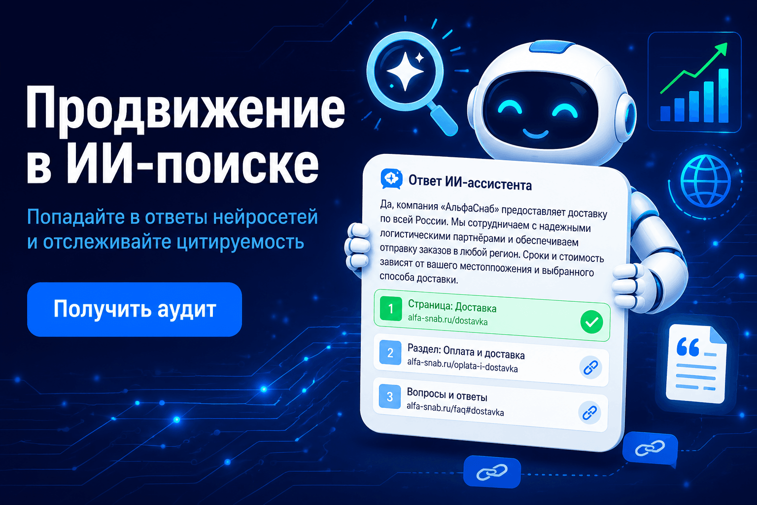 Продвижение в ИИ-поиске: попадание сайта в ответы нейросетей и отслеживание цитируемости